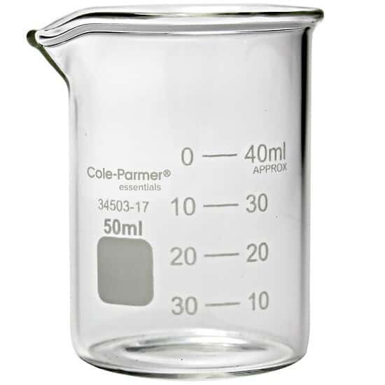 Cole-Parmer Plus Griffin Low-Form Beaker, Glass, 50 mL; 12/PK