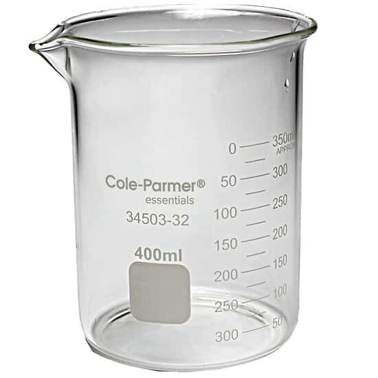 Cole-Parmer Plus Griffin Low-Form Beaker, Glass, 400 mL; 8/PK
