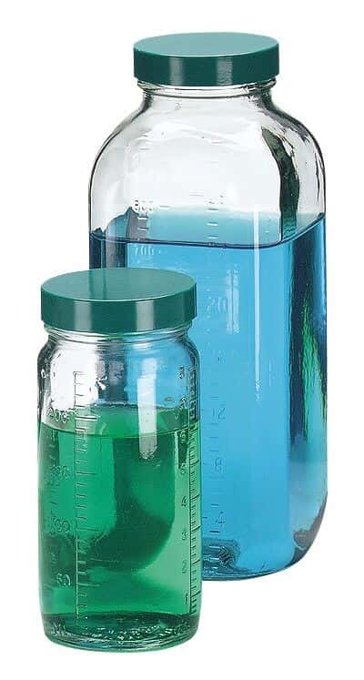 Cole-Parmer 7981 Graduated Round Bottle, Clear Glass, 30mL; 48/CS
