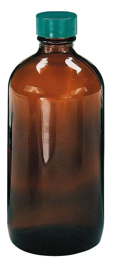 Cole-Parmer 2A08 QGTV Economy Pre-Cleaned Narrow-Mouth Bottle, Amber Glass, 250mL; 24/CS