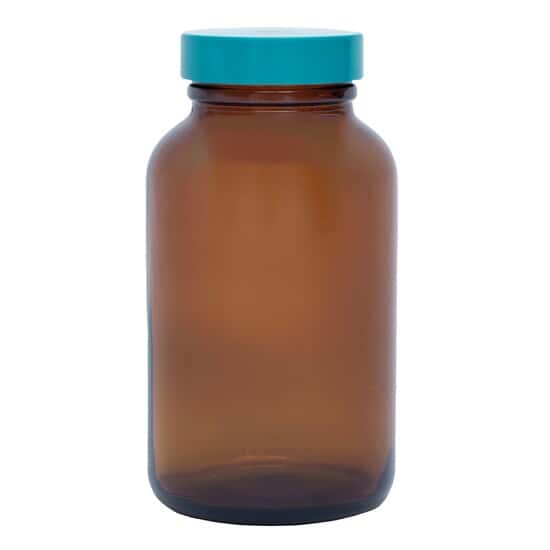 Cole-Parmer GLC-02120 Economy Pre-Cleaned Wide-Mouth Bottle, Amber Glass, 250mL; 24/CS