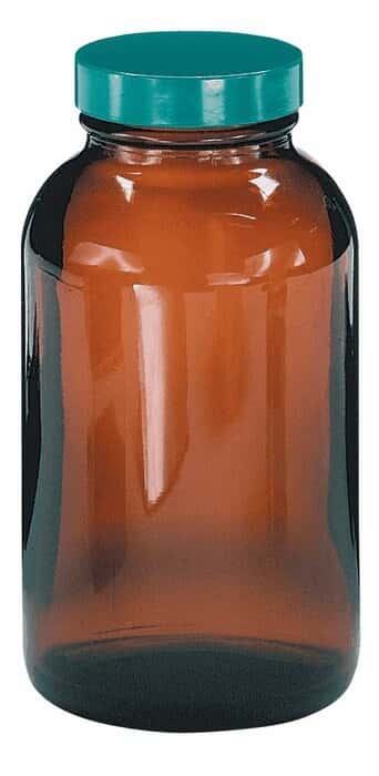 Cole-Parmer GLC-02137 Economy Pre-Cleaned Wide-Mouth Bottle, Amber Glass, 500mL; 12/CS