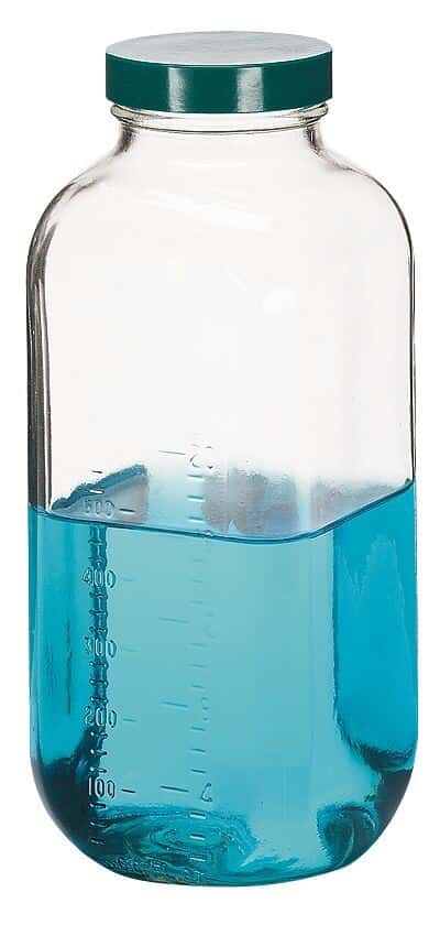 Cole-Parmer GLC-01339 Pre-Cleaned Square Wide-Mouth Bottle, Clear Glass, 250mL; 24/CS