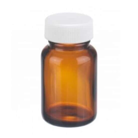 Cole-Parmer Wide-Mouth Packer Bottle, Amber Glass, 30mL (1 oz); 24/CS