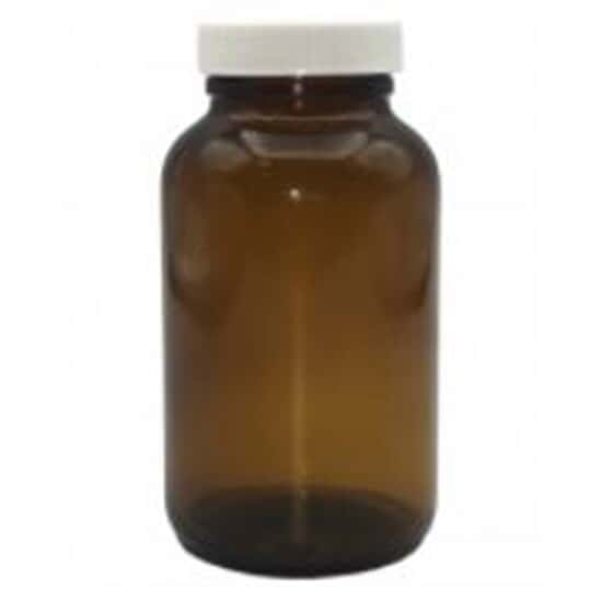Cole-Parmer Wide-Mouth Packer Bottle, Amber Glass, 250mL (8.5 oz); 24/CS