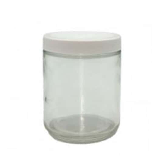 Cole-Parmer Straight-Sided Round Jar, Clear Glass, 250mL (8.5 oz); 24/CS