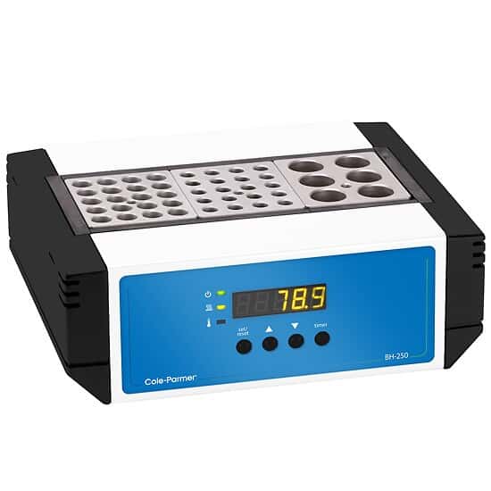 Cole-Parmer BH250D-3-115 Dry-Block Digital Block Heater, Triple Insert, 100°C; 115 VAC