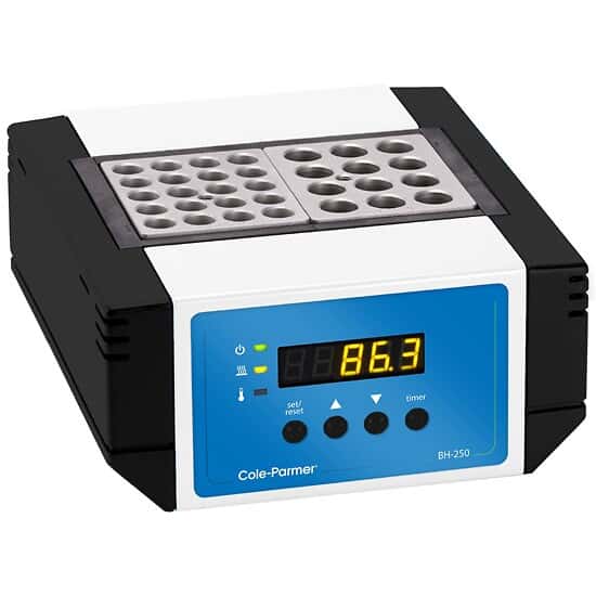Cole-Parmer BH-250D-2-HT-115 Dry-Block Digital Block Heater, Dual Insert, 200°C; 115 VAC