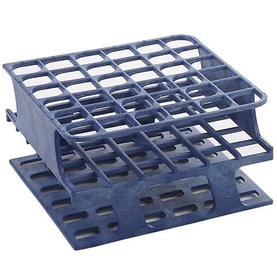 Cole-Parmer Durable Tube Rack, Half Size, POM, 13mm, 36-Place, Blue; 8/CS