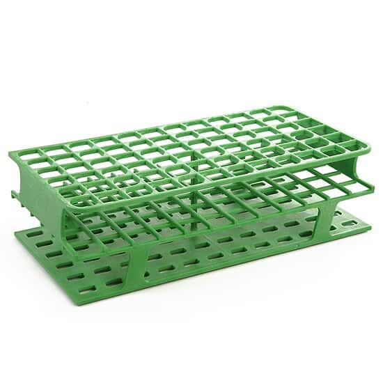 Cole-Parmer Durable Tube Rack, Full Size, POM, 16mm, 72-Place, Green; 8/CS