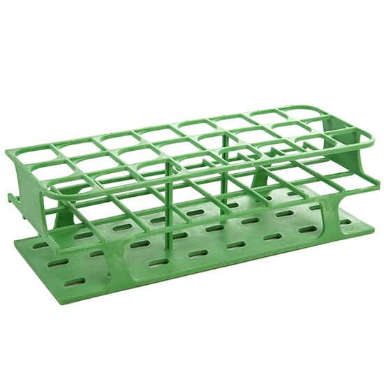 Cole-Parmer Durable Tube Rack, Full Size, POM, 30mm, 24-Place, Green; 8/CS
