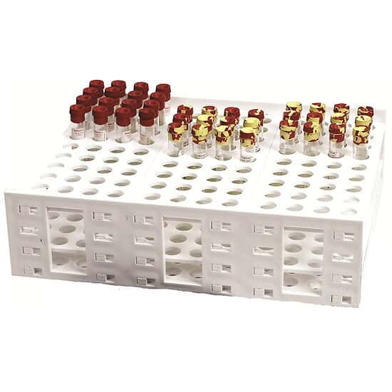 Cole-Parmer High-Capacity Tube Rack, 13 to 16 mm, White