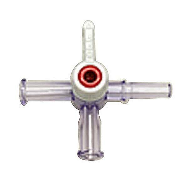 Cole-Parmer Disposable 4-Way Stopcock, PC, Female x Female x Male Slip; 10/Pk