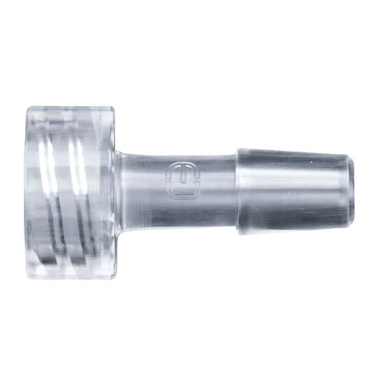 Cole-Parmer Luer to Hose Barb Fitting, Straight Adapter, CrystalVu™, Cleanroom Packed, Large Bore Male Luer x 5/16