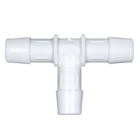 Cole-Parmer Hose Barb Fitting, Tee Union, White Nylon, Cleanroom Packed, 1/4