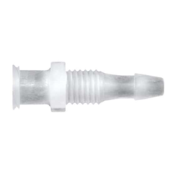 ColeParmer Luer to Hose Barb Fitting, Straight Adapter, Natural Kynar