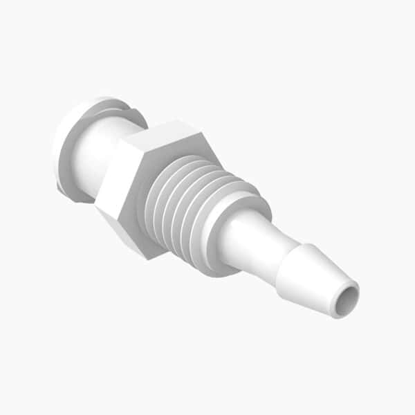 Cole-Parmer Luer to Hose Barb Fitting, Straight Adapter, White Nylon, Cleanroom Packed, Panel-Mount Female Luer x 3/32