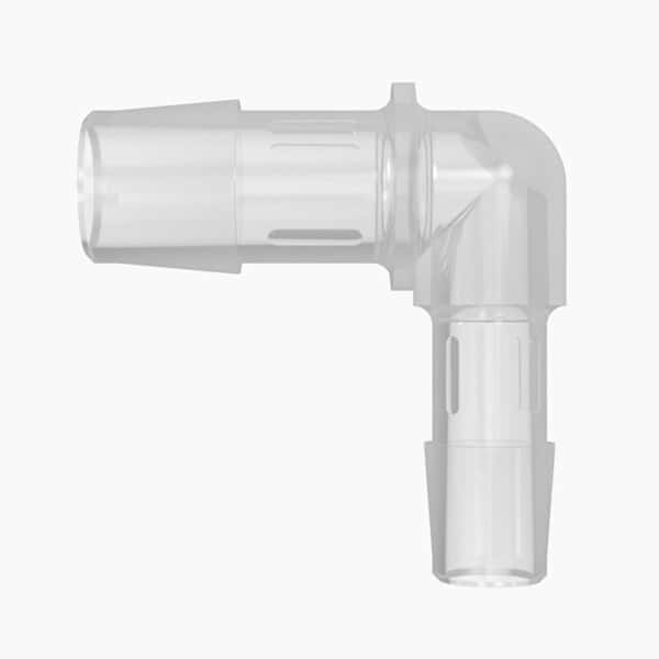 Cole-Parmer Hose Barb Fitting, Reducing Elbow, Animal-Derivative-Free Polypropylene, Cleanroom Packed, 1/2