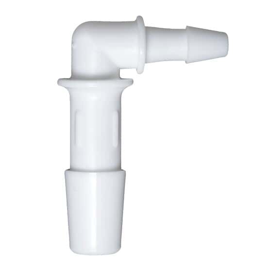 Cole-Parmer Hose Barb Fitting, Reducing Elbow, White Nylon, Cleanroom Packed, 1/4