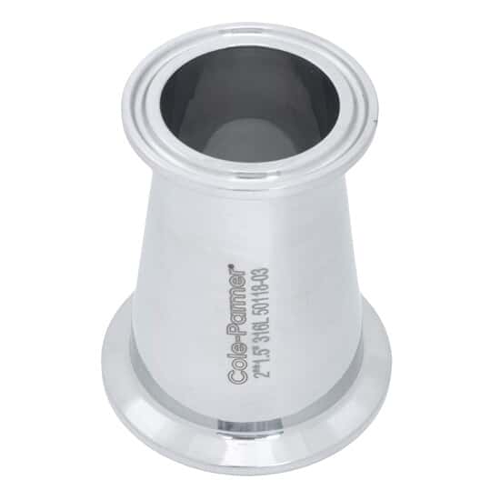 Cole-Parmer Fitting, 316L Stainless Steel, Straight, Concentric Sanitary Clamp Reducer, 2