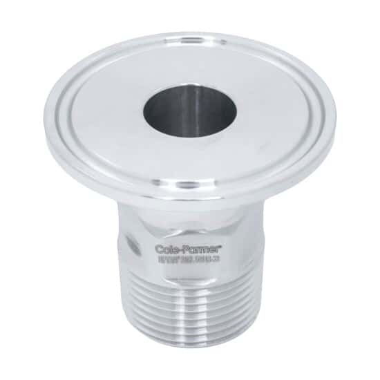 Cole-Parmer Fitting, 316L Stainless Steel, Straight, Sanitary Clamp to Threaded Adapter, 1