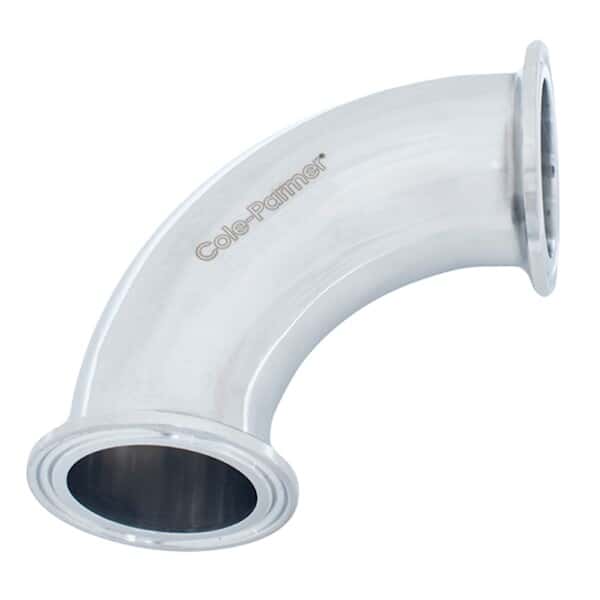 Cole-Parmer Fitting, 316L Stainless Steel, 90° Elbow, Sanitary Clamp Union, 1-1/2