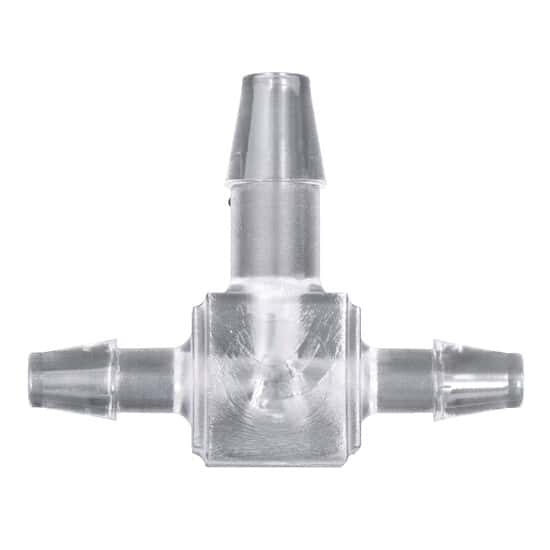 Cole-Parmer Hose Barb Fitting, Enlarging Tee, Natural Polycarbonate, 1/8