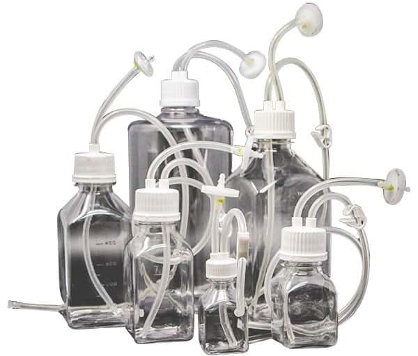 Cole-Parmer Aseptic Sampling Assembly with 500 mL PETG Nalgene® Media Bottle, 2 Ports