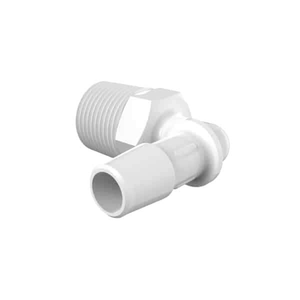 Cole-Parmer Threaded to Hose Barb Fitting, 90° Elbow, HDPE, 1/4