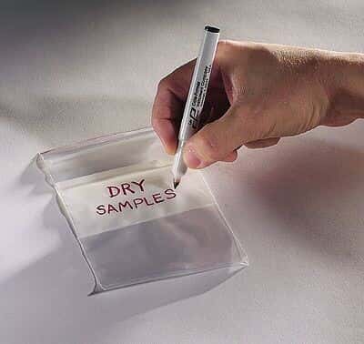 Zip-lip low-density polyethylene bag with white labeling area, 2