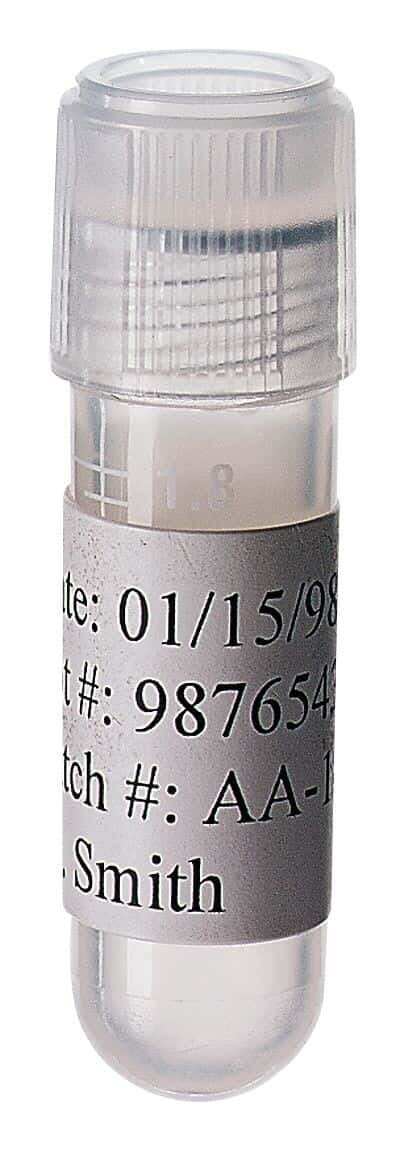 Cryogenic label for laser printers, 1 11/16