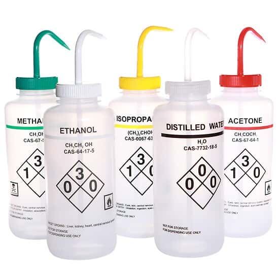 Cole-Parmer Safety Wash Bottle, LDPE, Vented, Assorted, 500mL (16oz); 6/PK