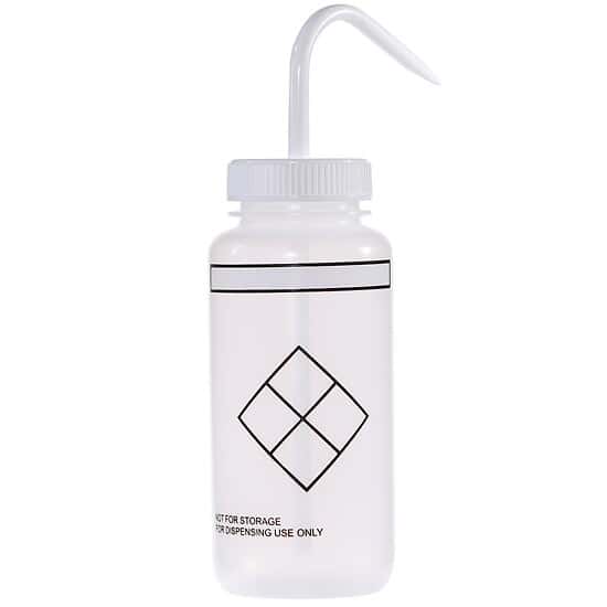 Cole-Parmer Safety Wash Bottle, LDPE, Vented, Self-Labeling, 500mL (16oz); 6/PK