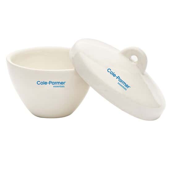 Cole-Parmer Wide-Form Crucible with Cover, Porcelain, 10 mL; 6/PK