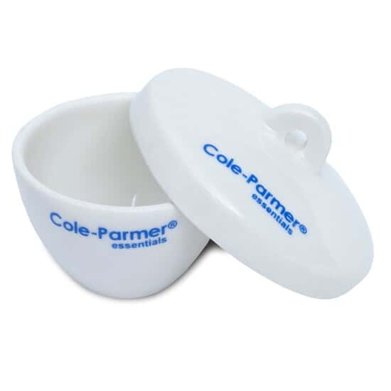 Cole-Parmer Wide-Form Crucible with Cover, Porcelain, 20 mL; 6/PK