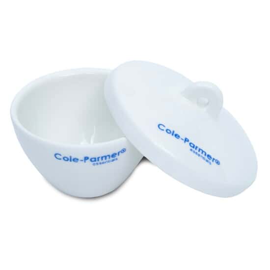 Cole-Parmer Wide-Form Crucible with Cover, Porcelain, 30 mL; 6/PK
