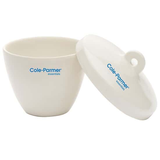 Cole-Parmer High-Form Crucible with Cover, Porcelain, 30 mL; 6/PK