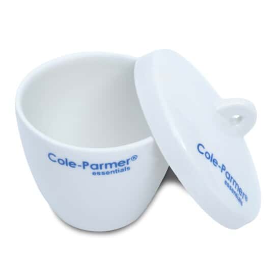 Cole-Parmer High-Form Crucible with Cover, Porcelain, 50 mL; 6/PK