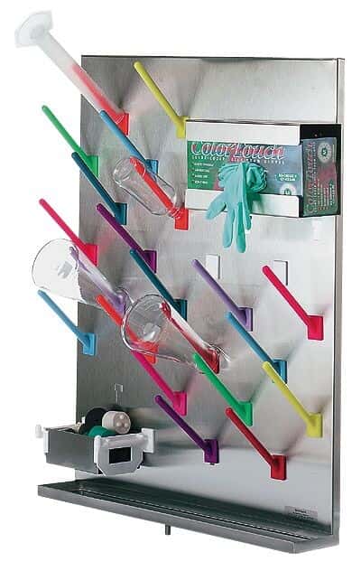 Modular stainless steel drying rack, 32 black pegs