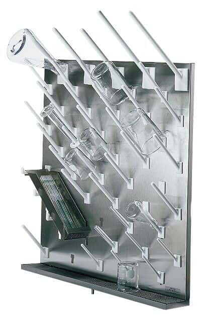 Modular stainless steel drying rack, 50 white pegs from Cole-Parmer