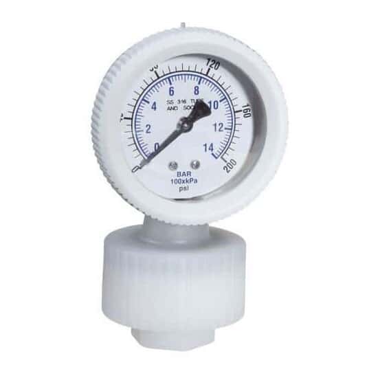 Cole-Parmer PVDF Pressure Gauge, PTFE diaphragm seal, 1/4
