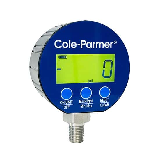 Cole-Parmer High-Accuracy Digital Gauge, 0 to 300 psig, 4-Digit LCD