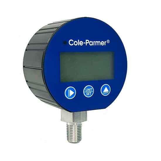 Cole-Parmer Digital Pressure Gauge with Transmitter, 0 to 300 psig, 4/20 mA Output, 4-Digit LCD