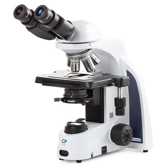 Cole-Parmer MSU-600 Compound Binocular Microscope, 4/10/40/100x, Brightfield Semi-Plan; 100-240 VAC