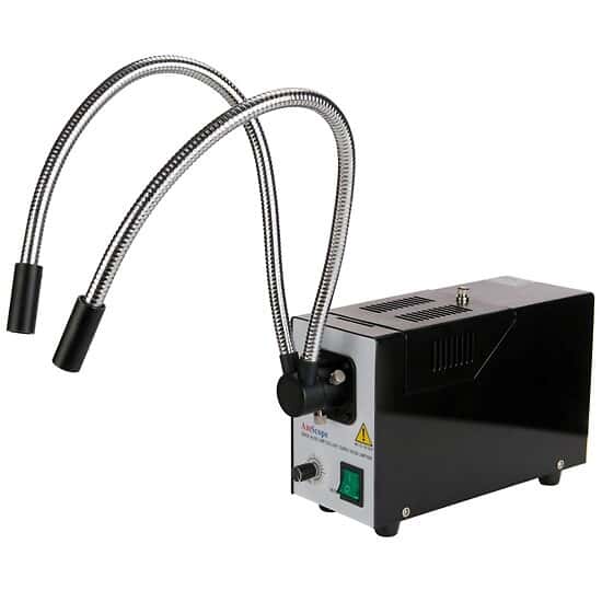150 W Fiber Optic Dual Gooseneck Illuminator for Microscopes, 115 VAC