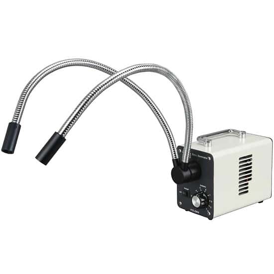 20 W LED Fiber Optic Dual Gooseneck Lights Microscope Illuminator