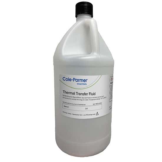 Cole-Parmer Bath Thermal Transfer Fluid, Ethylene Glycol / DI Water Blend – 50:50 Mix; 4L Poly Bottle