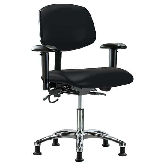 ColeParmer Black Vinyl ESD Desk Height Ergonomic Chair In Chrome With