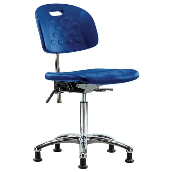 ColeParmer Cleanroom Blue Polyurethane Bench Height Ergonomic Chair In