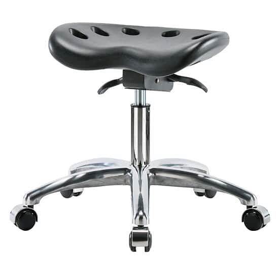 Cole-Parmer Sit-Stand Stool, Polyurethane, Desk Height, Black, Chrome Casters